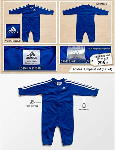 Adidas baby strampler - strampler, 74